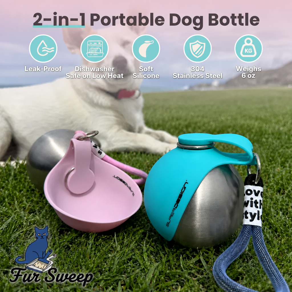 FurSweep™ Dog Water Bottle with Bowl